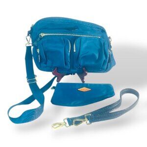 Beautiful MZ Wallace Teal Quilted Shoulder Bag – Multi-Pocket – New York Design